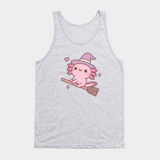 Cute Axolotl Witch Flying On A Broom Tank Top